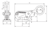 Technical drawing of Camlok THS Horizontal Plate Clamp with labelled dimensions