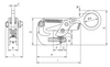 Technical drawing of Camlok TTG Horizontal Girder Clamp with labelled dimensions