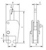 Technical drawing of Camlok CR Single Rail Clamp