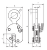 Technical Drawing of 92 Series Standard Plate Clamp  with Safety Lock - Hook End
