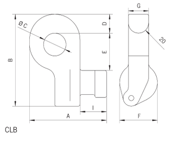 Technical drawing of Camlok CLB Horizontal Mount Container Lifting Lugs