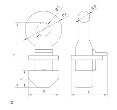 Technical drawing of Camlok CLT Vertical Mount Container Lifting Lugs