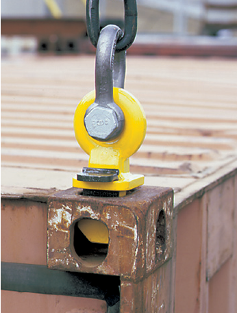 Camlok CLT Vertical Mount Container Lifting Lugs in use