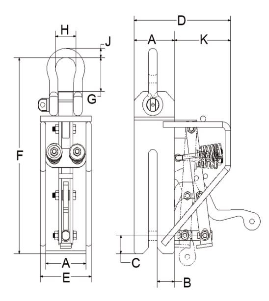 Technical drawing of Camlok CP Pile Pitching Clamp