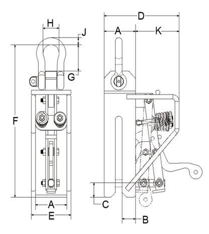 Technical drawing of Camlok CP Pile Pitching Clamp