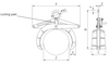 Technical drawing of Camlok TRU Roundstock Grab with labelled parts and dimensions.