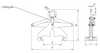 Technical drawing of Camlok TPR profile steel grab with labelled parts and dimensions