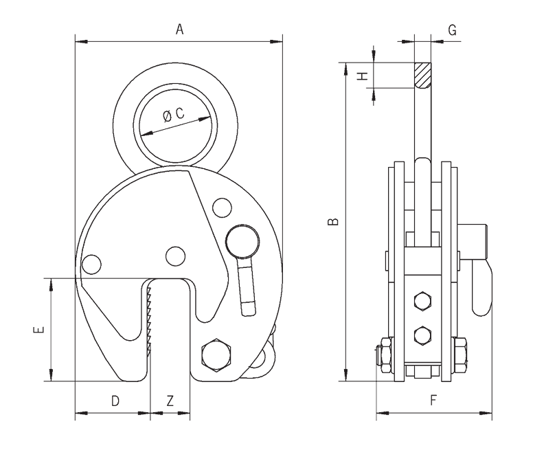 Camlok CZ Heavy Duty Hook Ring Plate Clamp with Lock