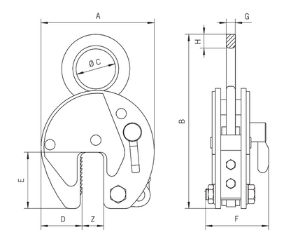 Camlok CZ Heavy Duty Hook Ring Plate Clamp with Lock