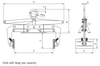 Technical drawing Camlok TST grab with large jaw capacity, showing dimensions and details.