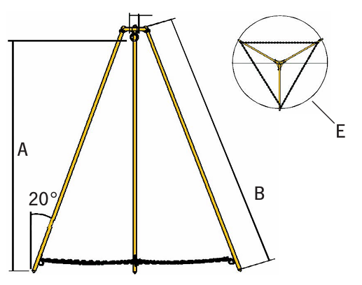 Technical drawing of Camlok SL Sheerlegs