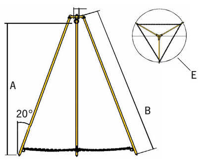 Technical drawing of Camlok SL Sheerlegs