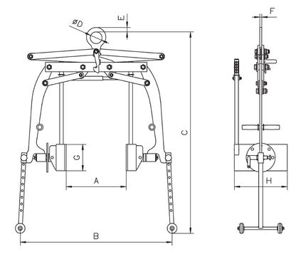 Technical drawing of Camlok DBT300 Drum Grab