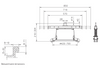 Labelled Diagram of dimensions for Yellow Camlok DAF Low Headroom Grab - Adjustable Arms