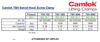Camlok TSH Swivel Hook Screw Clamp Specification Table