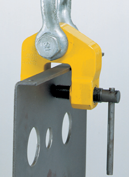 Yellow Camlok TSH Swivel Hook Screw Clamp in use