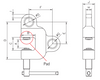 Technical drawing showing dimensions labelled for Yellow Camlok TSZ Two-way Screw Clamp