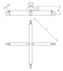 Technical drawing of Camlok TTB Big Bag Lifter with dimensions labelled