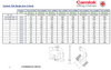Table of Dimensions for Yellow Camlok TCS Turning Hook with technical drawing