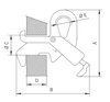 Technical drawing of Camlok DL5 Cable Drum Lug with Locking Lever