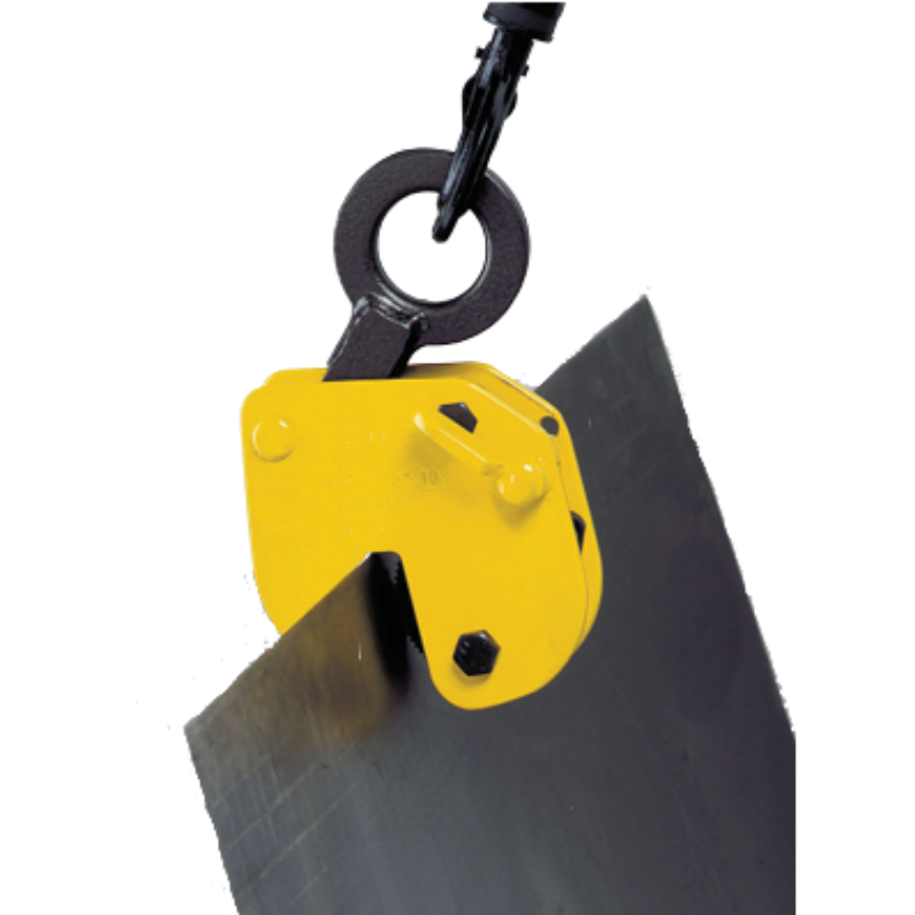 Yellow and Black Camlok HG High Grip Vertical Plate Clamp in use