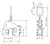 Technical drawing of Camlok TSB Friction plate clamp with dimensions