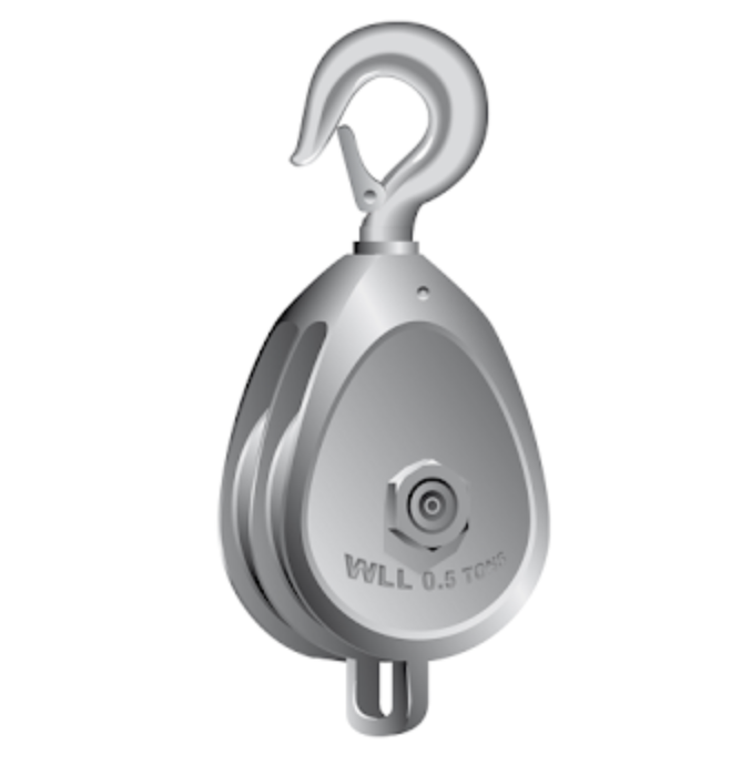 Galvanised Malleable Iron Block Swivel Hook Treble / 6inch / 24mm