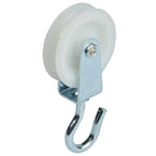 Polymide Pulley with Rotating Steel Hook Type ETT-198P : 15-70kg 70 kg - Pulley Ø100mm - Max rope Ø16mm
