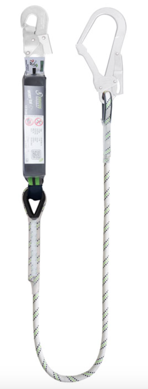 1.5m or 1.8m Gravity Shock Absorbing Kernmantle Single Rope Lanyard with Snap Hook & Scaff Hook 2.0m