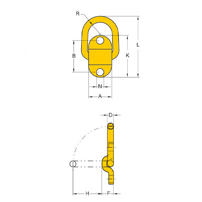 YOKE Bolt-On Tie Down Dimensions