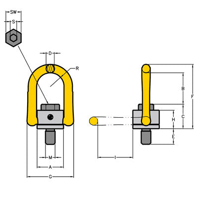 YOKE Digital Anchor Point - Metric Thread Dimensions