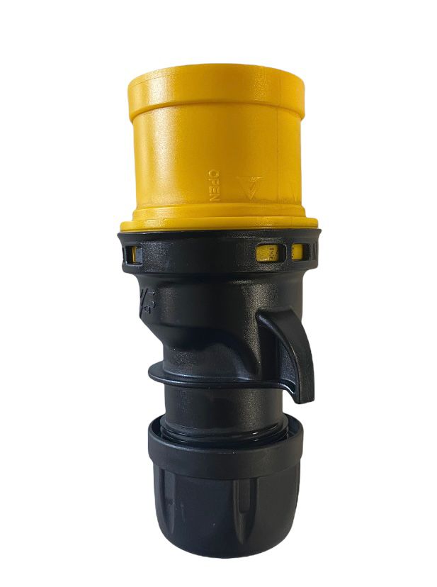 PCE - 16a 110v 3p+e IP44 Black & Yellow Trailing - Male Ceeform Plug