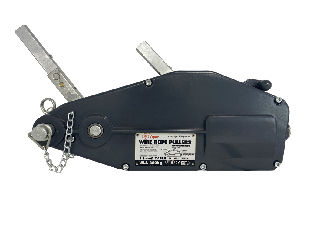 Wire Rope Puller TRPA with Aluminium Casing - 800kg Lift 800kg - Pulling 1200kg with 20m of Wire Rope