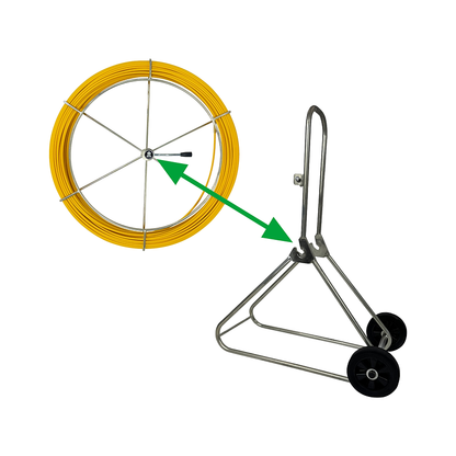 9mm x Quick Release King Cobra Cable Duct Rodder with Rod & Frame - image showing how to interchange the frame and rod wheel, solve your cable rodding problems today with this innovative tool