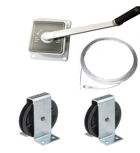 AG45 - 45kg Hand Winch- Kit B for Washing Lines and similar applications - 1 x Winch, 1 x 12m Wire Rope and 2 x Pulleys