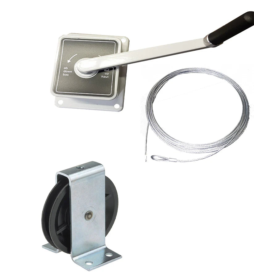 AG45 - 45kg Hand Winch- Kit A for Washing Lines and similar applications - 1 x Winch, 1 x 12m Wire Rope and 1 x Pulleys