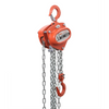 An orange ACH6 manual chain hoist with a hook at the top and a hanging hook with chain at the bottom.