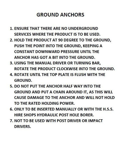 Instructions for using Heavy duty Green Powder coated Ground Anchors by Riggfix