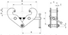 Technical drawing of Tiger BC Heavy duty beam clamp with suspension bar