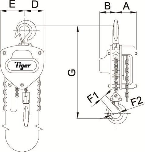 TIGER CHAIN BLOCK PROCB14, (Twin Fall) 3.0t CAPACITY  Ref: 211-7 - Hoistshop