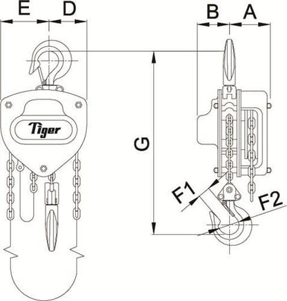 TIGER CHAIN BLOCK PROCB14, 3.0t CAPACITY Ref: 211-6 - Hoistshop