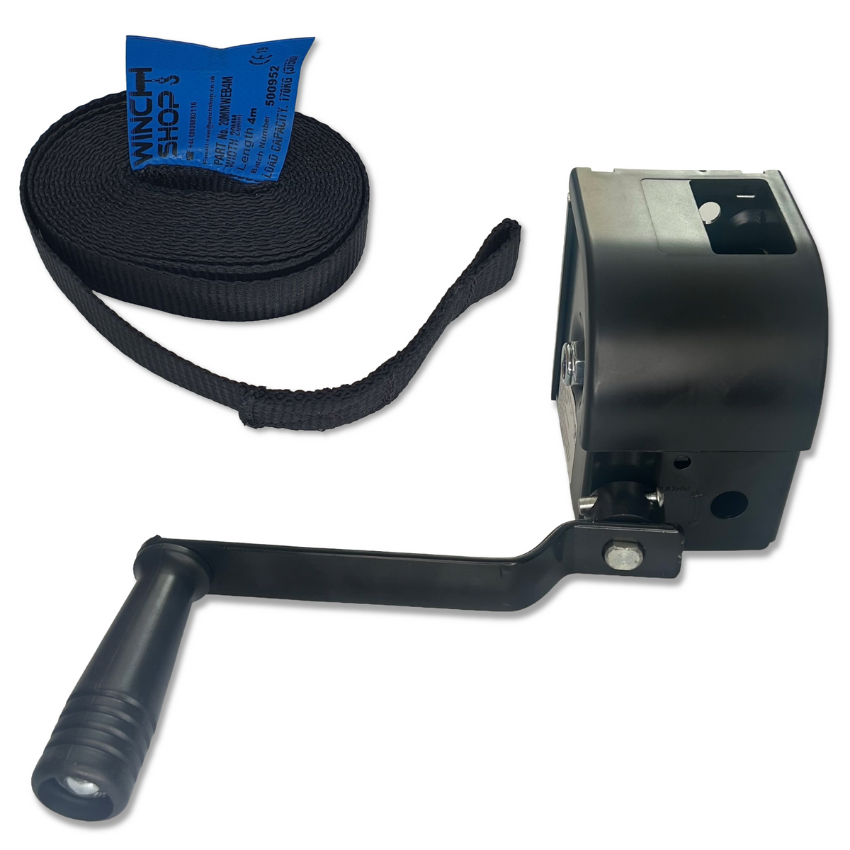 Goliath CS PS webbing winch and webbing with loop end