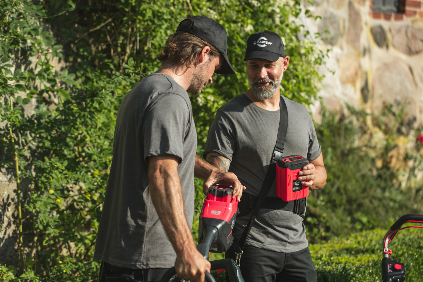 Cramer 82V 2.5Ah Red and Black Professional Li-ion Battery in use