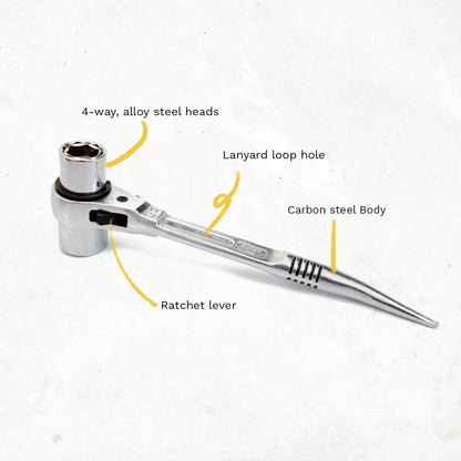Dirty Rigger - Multi-Tool 4-in-1 Podger Ratchet (Metric) from RiggingUK