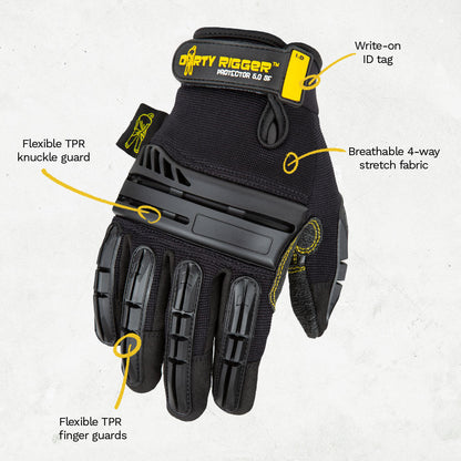 Dirty Rigger Protector 5.0 SF Heavy Duty Gloves (Full Fingered) from RiggingUK