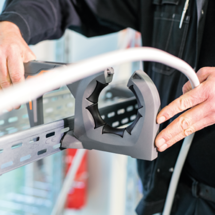 Drum-Roll - Flexipass Cable Routing Solution Hand Tool - Max Cable Diameter 38mm in operation -from RiggingUK