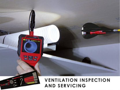 Red and Black RUNPOTEC - RUNPOCAM RC 2 Multi-function camera in use for ventilation inspection
