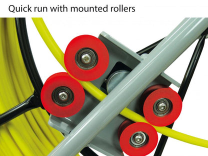 Quick Run with mounted rollers for RUNPOTEC GF7.5 7.5mm Yellow Fiberglass Rod on Robust Mobile Steel Reel