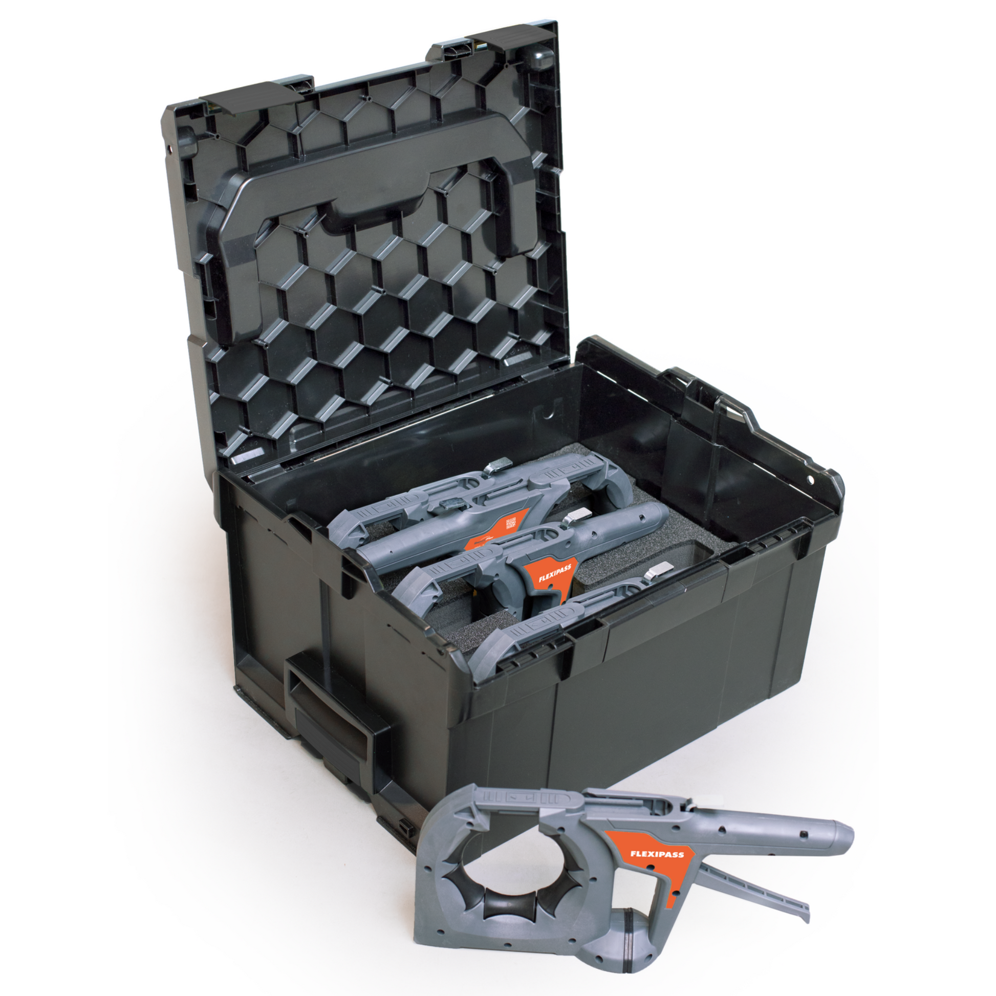 Grey and Orange DrumRoll Flexipass cable routing solution - set of 5 in a box