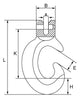 Technical Drawing with dimensions labelled for GT Cobra Grade 80 Clevis C Hook